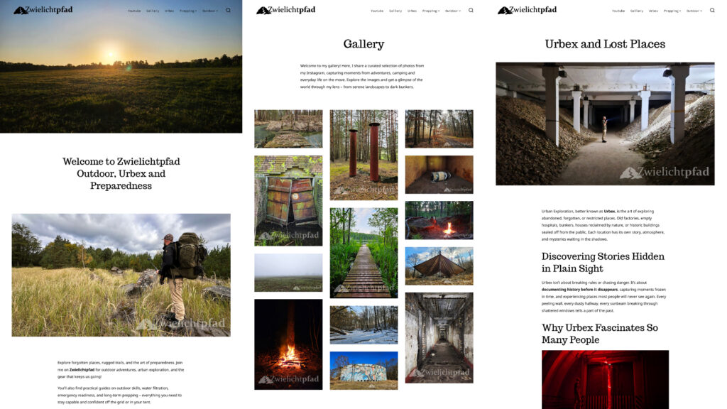 Screenshots der Webseite Zwielichtpfad
